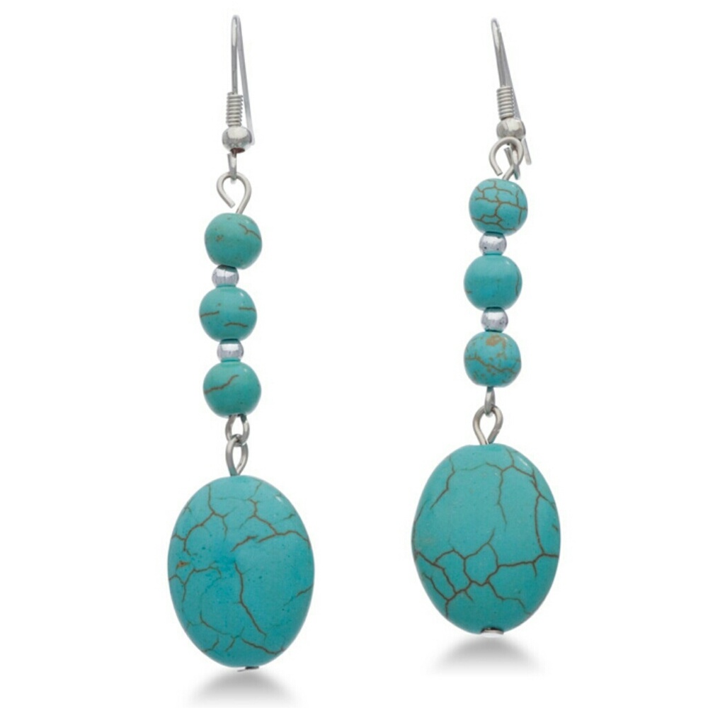 Geometric turquoise dangle earrings, thank you :)
